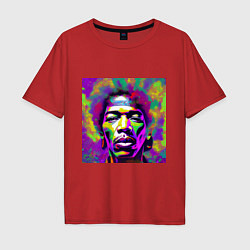 Футболка оверсайз мужская Jimi Hendrix in color Glitch Art, цвет: красный