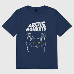 Футболка оверсайз мужская Arctic Monkeys rock cat, цвет: тёмно-синий