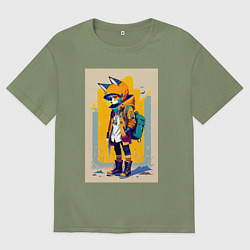 Мужская футболка оверсайз Fox cub - urban style - neural network