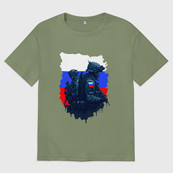 Мужская футболка оверсайз Военные РФ и флаг - neuro art