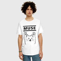 Футболка оверсайз мужская Muse - rock cat, цвет: белый — фото 2