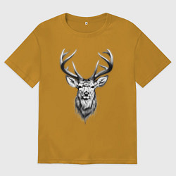 Мужская футболка оверсайз Голова оленя эскиз