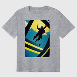 Футболка оверсайз мужская Два парашютиста, цвет: меланж