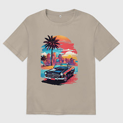 Мужская футболка оверсайз Автомобиль на пляже
