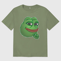 Футболка оверсайз мужская Лягушонок Пепе не доволен тобой, цвет: авокадо