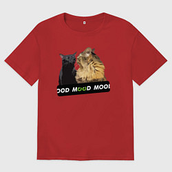 Футболка оверсайз мужская Черный и рыжий кот - Mood, цвет: красный