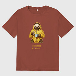 Мужская футболка оверсайз Ленивец не торопись и не беспокойся