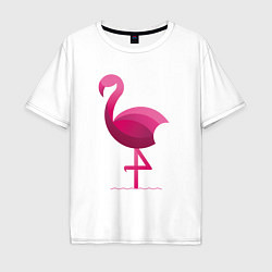 Футболка оверсайз мужская Фламинго минималистичный, цвет: белый