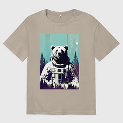 Мужская футболка оверсайз Медведь в космическом скафандре - нейросеть