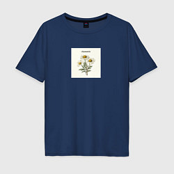 Футболка оверсайз мужская Ромашки chamomile, цвет: тёмно-синий