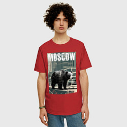 Футболка оверсайз мужская Москва - Россия - медведь, цвет: красный — фото 2