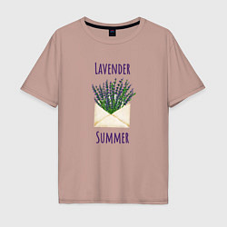 Мужская футболка оверсайз Lavender Summer - букет лаванды в конверте