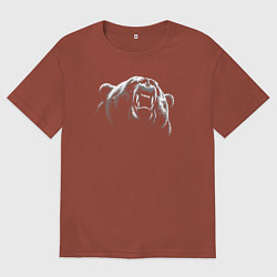 Футболка оверсайз мужская Голова рычащего медведя, цвет: кирпичный
