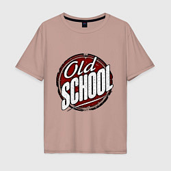 Футболка оверсайз мужская Old school sticker, цвет: пыльно-розовый