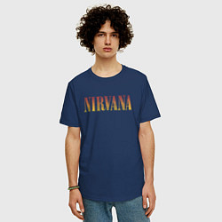 Футболка оверсайз мужская Nirvana logo, цвет: тёмно-синий — фото 2
