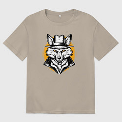 Мужская футболка оверсайз Лис в шляпе Дикий Запад