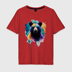 Мужская футболка оверсайз Медведь портрет