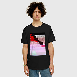 Футболка оверсайз мужская Abstract glitch, цвет: черный — фото 2