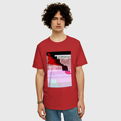 Футболка оверсайз мужская Abstract glitch, цвет: красный — фото 2