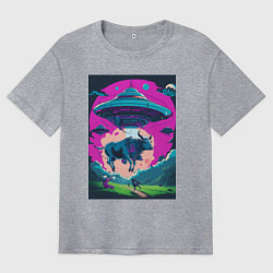 Мужская футболка оверсайз Похищение коровы пришельцами