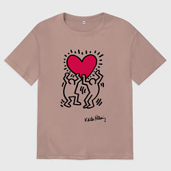 Мужская футболка оверсайз Человечки с сердцем - поп арт Кит Харинг