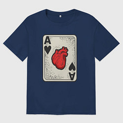 Футболка оверсайз мужская Туз сердца, цвет: тёмно-синий