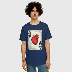 Футболка оверсайз мужская Туз сердца, цвет: тёмно-синий — фото 2