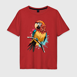 Мужская футболка оверсайз Акварельный попугай