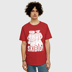 Футболка оверсайз мужская Skibidi Toilet Cameraman and Speakerman, цвет: красный — фото 2