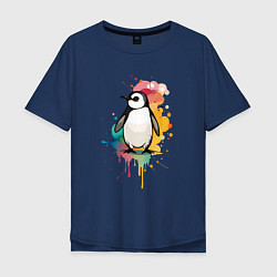 Мужская футболка оверсайз Красочный пингвин