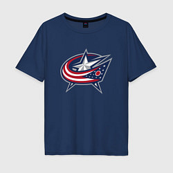 Футболка оверсайз мужская Columbus blue jackets - hockey team - emblem, цвет: тёмно-синий