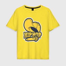 Футболка оверсайз мужская Hip hop microphone, цвет: желтый