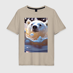Мужская футболка оверсайз Белый медведь в молоке