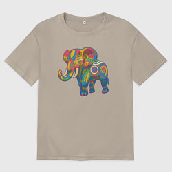 Мужская футболка оверсайз Разноцветный слоник