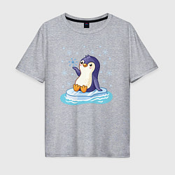 Мужская футболка оверсайз Пингвин на льдине