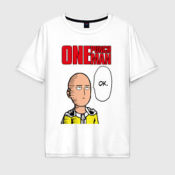 Футболка оверсайз мужская Saitama - one punch man, цвет: белый