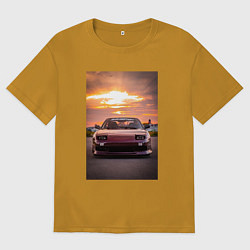 Мужская футболка оверсайз Авто в багровом закате