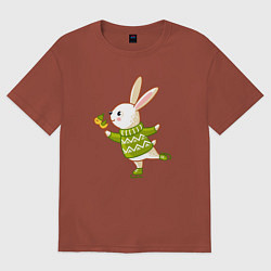 Мужская футболка оверсайз Кролик на катке