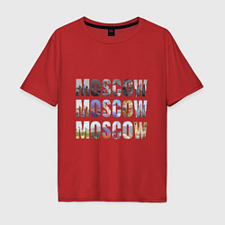 Футболка оверсайз мужская Moscow - Москва, цвет: красный