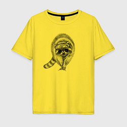 Футболка оверсайз мужская Енот в кепке, цвет: желтый