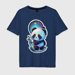 Футболка оверсайз мужская Стикер: милый панда, цвет: тёмно-синий