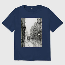 Мужская футболка оверсайз Черно-белый париж
