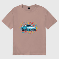 Футболка оверсайз мужская Nissan Skyline R32 GTR, цвет: пыльно-розовый