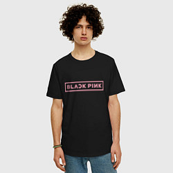 Футболка оверсайз мужская Black pink - logotype - South Korea, цвет: черный — фото 2
