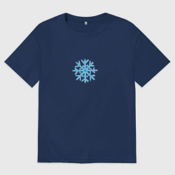 Футболка оверсайз мужская Голубая новогодняя снежинка, цвет: тёмно-синий