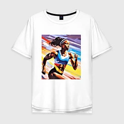 Футболка оверсайз мужская Девушка спринтер, цвет: белый