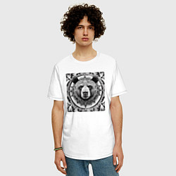 Футболка оверсайз мужская Мандала-медведь, цвет: белый — фото 2