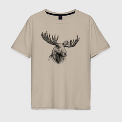 Мужская футболка оверсайз Голова лося