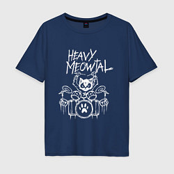 Мужская футболка оверсайз Heavy Meowtal - кошачья музыка