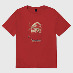 Мужская футболка оверсайз Волна пива на японском